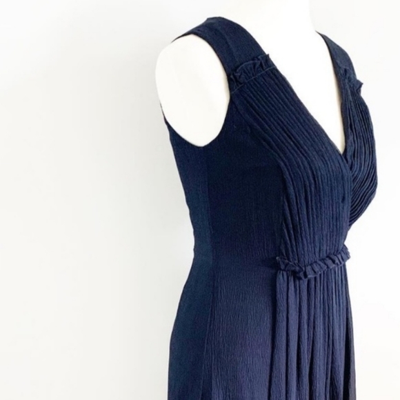 Tory burch navy blue pleated silk dress - Picture 4 of 6